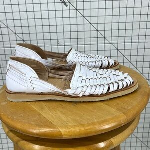 Macarena Collection Huarache Sandal Colorful Leather Mexican white 26/9